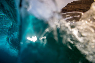 Close-up of rock formation in sea