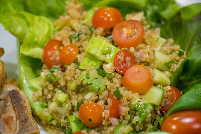 Close-up of chopped fruits in plate