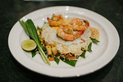 Close-up of meal served in plate