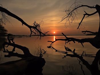 Scenic view of sunset over sea