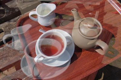 Close-up of tea cup on table