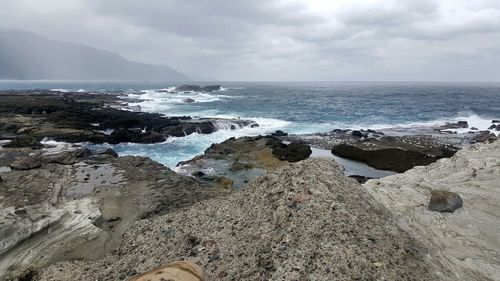 Scenic view of beach against sky