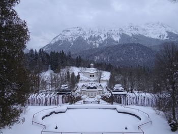 Scenic view of mountains against sky during winter