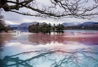 Scenic view of lake against sky