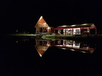 View of built structure at night