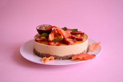 Close-up of fruit in plate on table