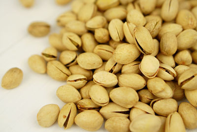 High angle view of coffee beans on table