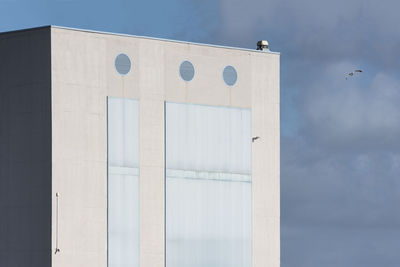 Low angle view of bird flying against sky