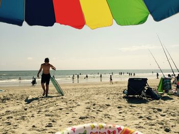 Tourists enjoying at beach