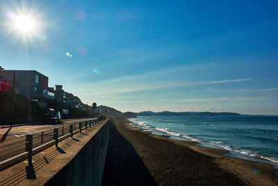 Panoramic view of beach against sky in city