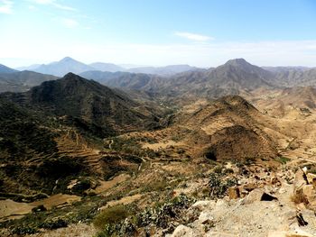 Scenic view of mountains against sky