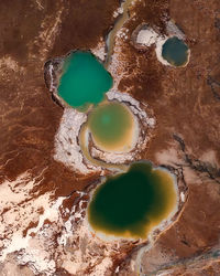 High angle view of coffee on rock