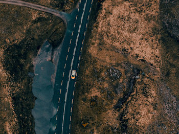 High angle view of highway on street in city