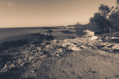 Scenic view of sea against clear sky