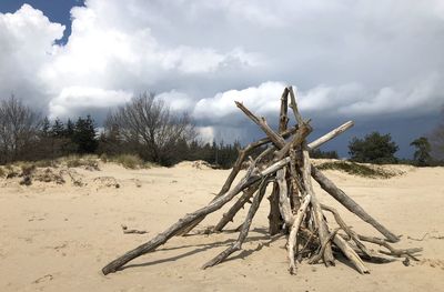 Scenic view of beach against sky