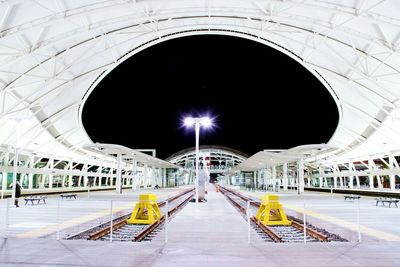 Interior of illuminated union station at night