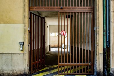 Closed door of building