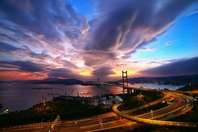 View of calm sea at sunset