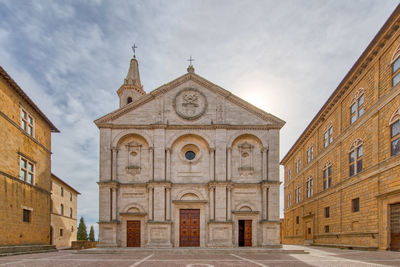 Low angle view of historic building against sky