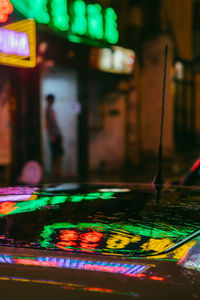 Close-up of illuminated lighting equipment