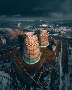 High angle view of city at dusk