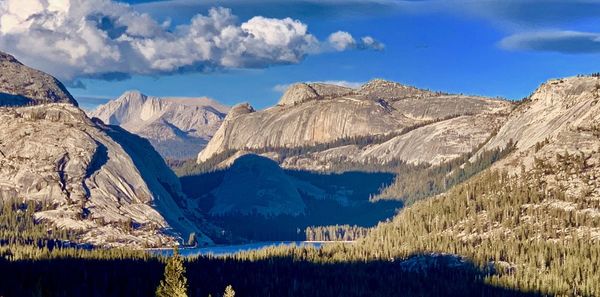 Panoramic view of snowcapped mountains against sky