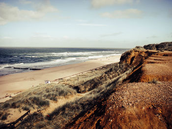 Scenic view of beach against sky