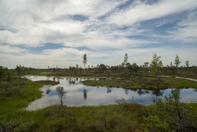 Scenic view of lake against sky