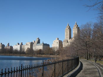 View of river with buildings in background