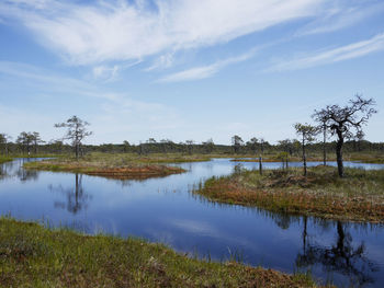 Scenic view of lake against sky