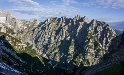 Scenic view of mountain range against sky