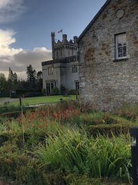 House on field against sky