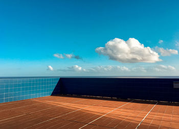 Scenic view of sea against blue sky