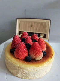 Close-up of strawberries in plate