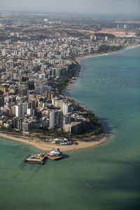 Aerial view of beaches in maceio, alagoas, northeast region of brazil