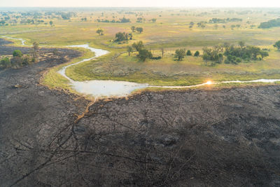 High angle view of road amidst landscape