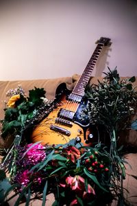 High angle view of potted plant on table