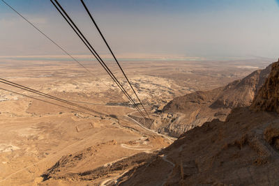 Aerial view of desert against sky