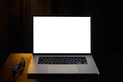 Laptop on table