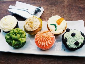 Close-up of served food on table