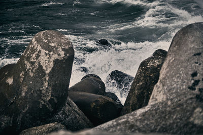 Rock formation on beach