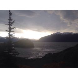 Scenic view of mountains at sunset