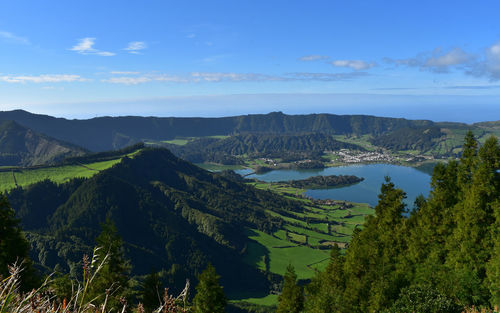 Breathtaking landscape around sete cidades in portugal.