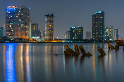 Illuminated city at night
