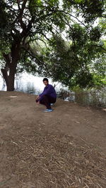 Boy playing in park