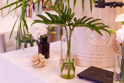 Flower vase on table