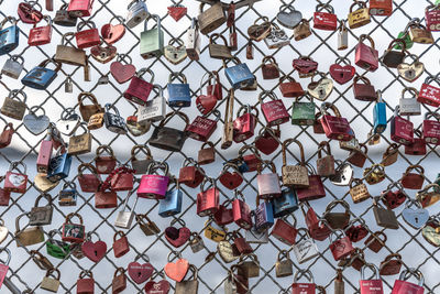 Full frame shot of heart shape on chainlink fence