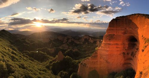 View of rock formations at sunset