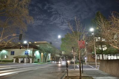 Illuminated street light at night