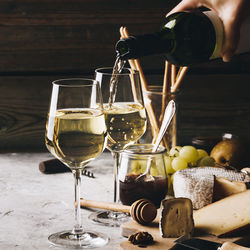 Close-up of wineglass on table